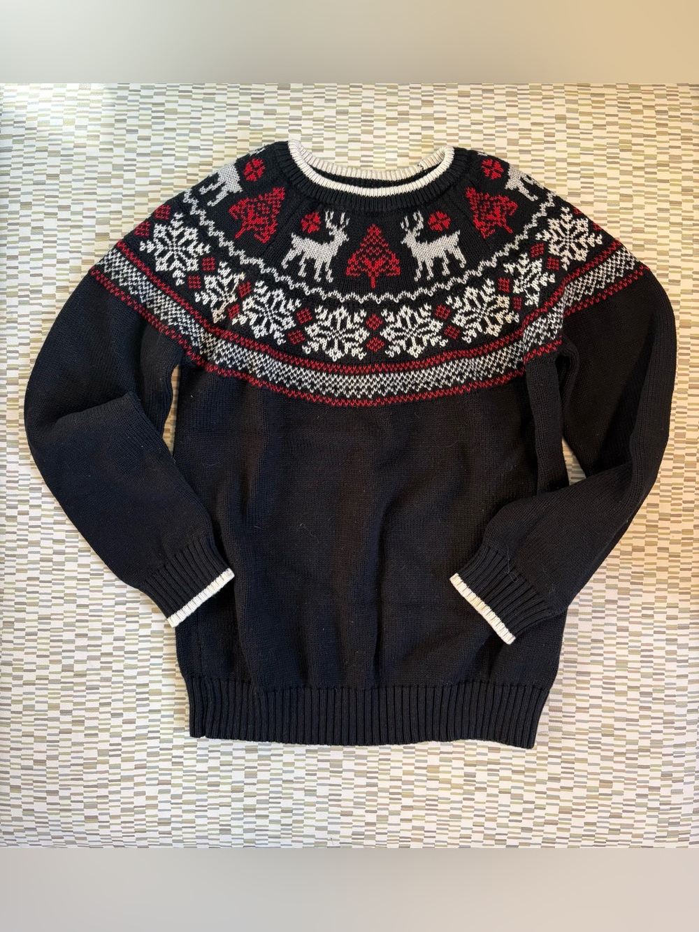 Charter Club Black Crewneck Christmas Sweater - Like New - Kids 6x